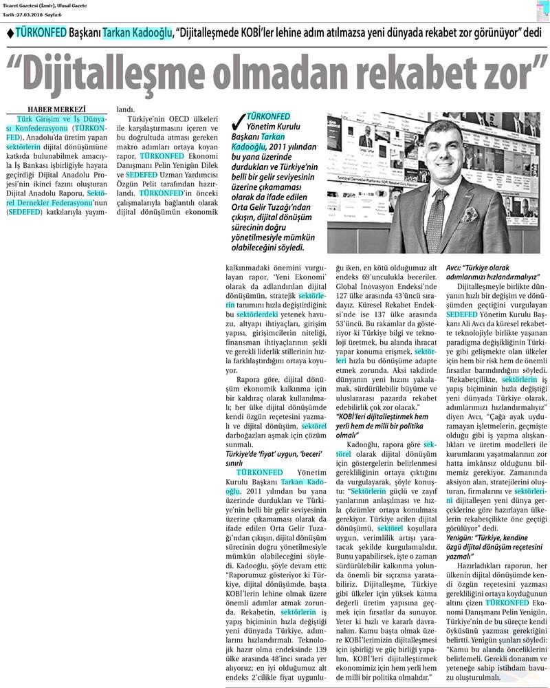 TÜRKONFED Sedefed Dijital Anadolu Raporu Medya Yansimalari 26 Mart 2018 - 26