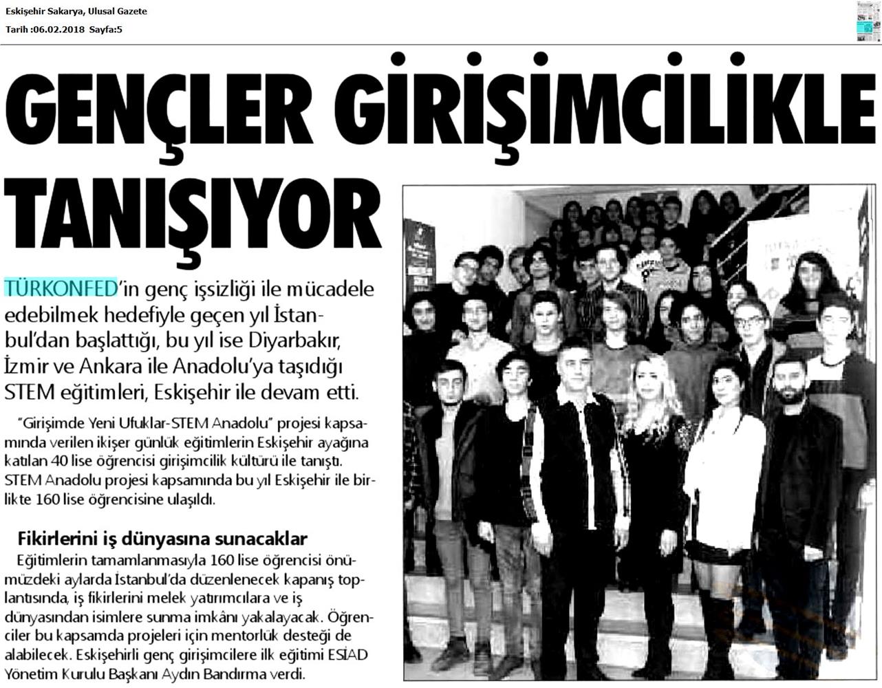 TÜRKONFED STEM Anadolu Eskisehir Egitimi Medya Yansimalari 2 3 Subat 2018 Eskisehir - 4