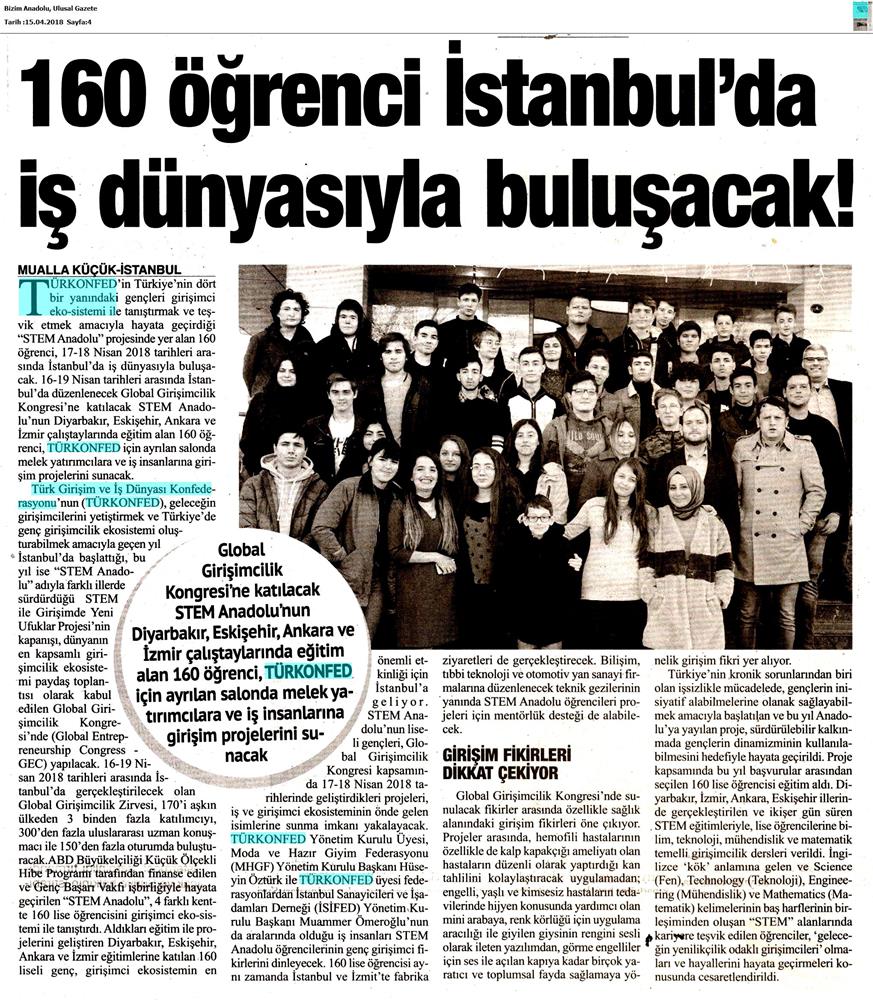 TÜRKONFED STEM Anadolu Global Girişimcilik Kongresi Medya Yansimalari 17 18 Nisan 2018 Istanbul - 10