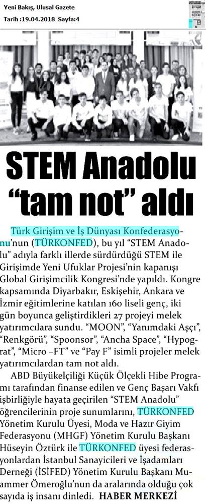 TÜRKONFED STEM Anadolu Global Girişimcilik Kongresi Medya Yansimalari 17 18 Nisan 2018 Istanbul - 11