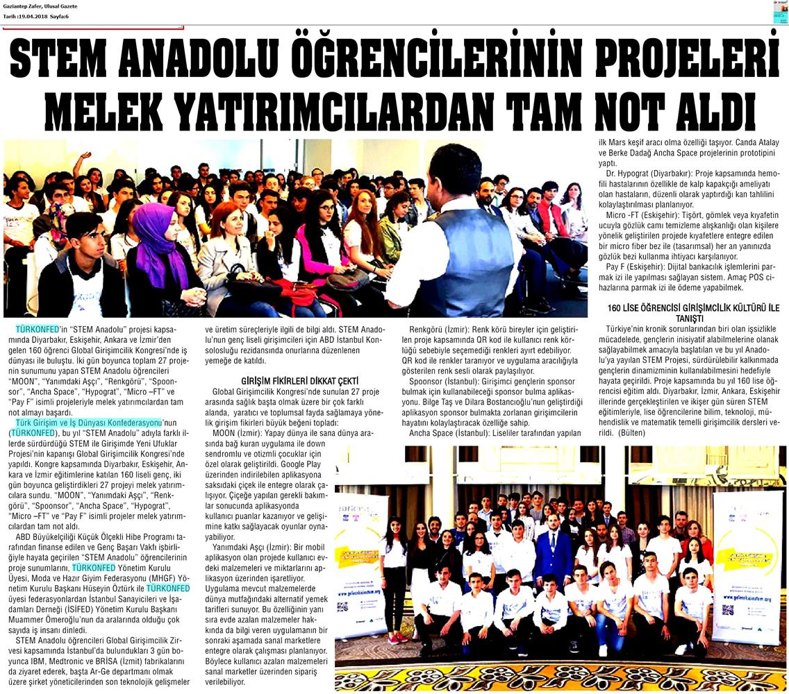 TÜRKONFED STEM Anadolu Global Girişimcilik Kongresi Medya Yansimalari 17 18 Nisan 2018 Istanbul - 22