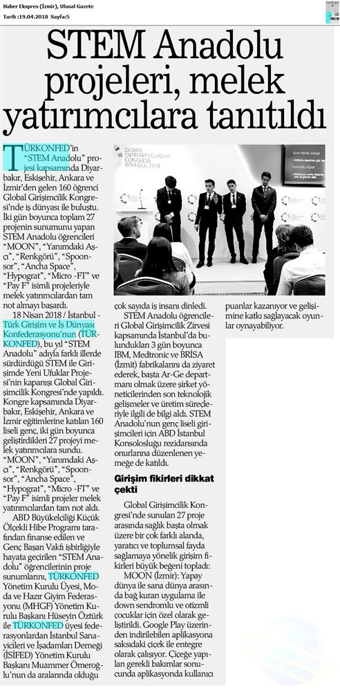 TÜRKONFED STEM Anadolu Global Girişimcilik Kongresi Medya Yansimalari 17 18 Nisan 2018 Istanbul - 24
