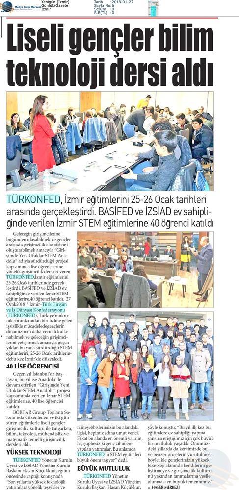 TÜRKONFED STEM Anadolu Izmir Egitimi Medya Yansimalari 27 Ocak 2018 Izmir - 3
