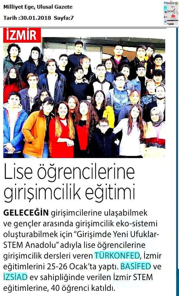 TÜRKONFED STEM Anadolu Izmir Egitimi Medya Yansimalari 27 Ocak 2018 Izmir - 9