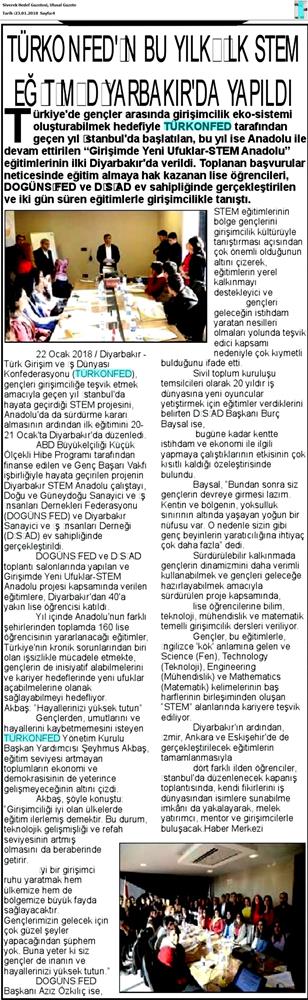 TÜRKONFED STEM Diyarbakir Egitimi Medya Yansimalari 22 Ocak 2018 Diyarbakir - 2