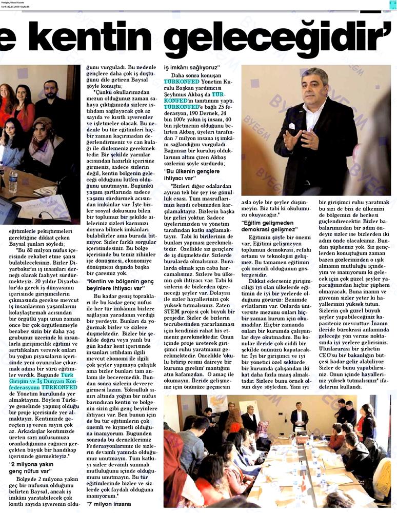 TÜRKONFED STEM Diyarbakir Egitimi Medya Yansimalari 22 Ocak 2018 Diyarbakir - 7