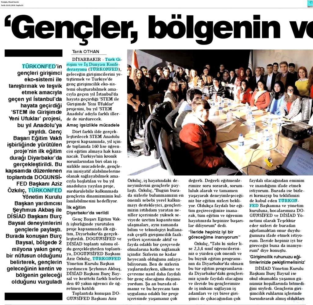 TÜRKONFED STEM Diyarbakir Egitimi Medya Yansimalari 22 Ocak 2018 Diyarbakir - 9