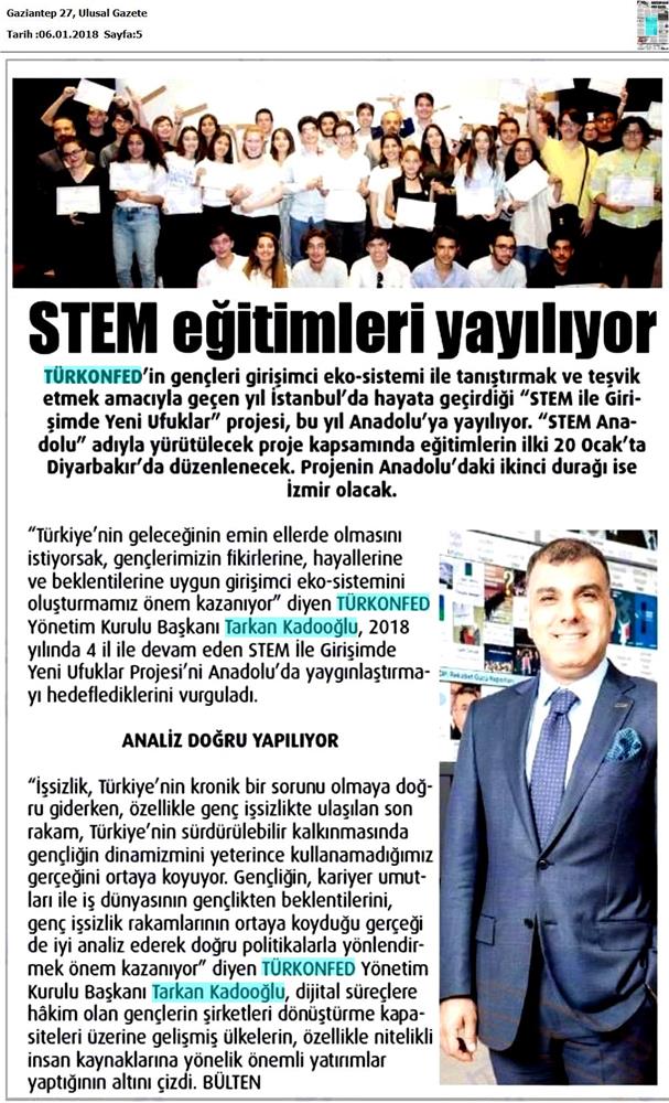 TÜRKONFED STEM Egitimini Anadoluya Yayiyor Medya Yansimalari 6 Ocak 2018 - 4