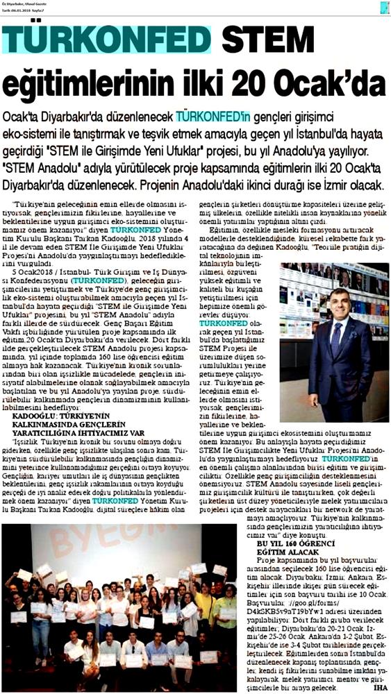 TÜRKONFED STEM Egitimini Anadoluya Yayiyor Medya Yansimalari 6 Ocak 2018 - 5