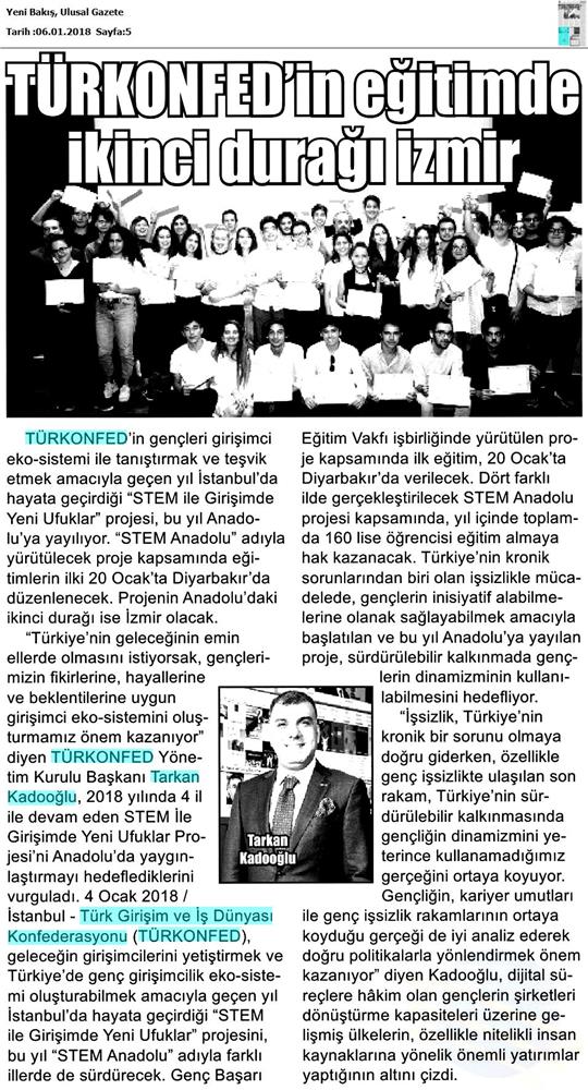 TÜRKONFED STEM Egitimini Anadoluya Yayiyor Medya Yansimalari 6 Ocak 2018 - 7