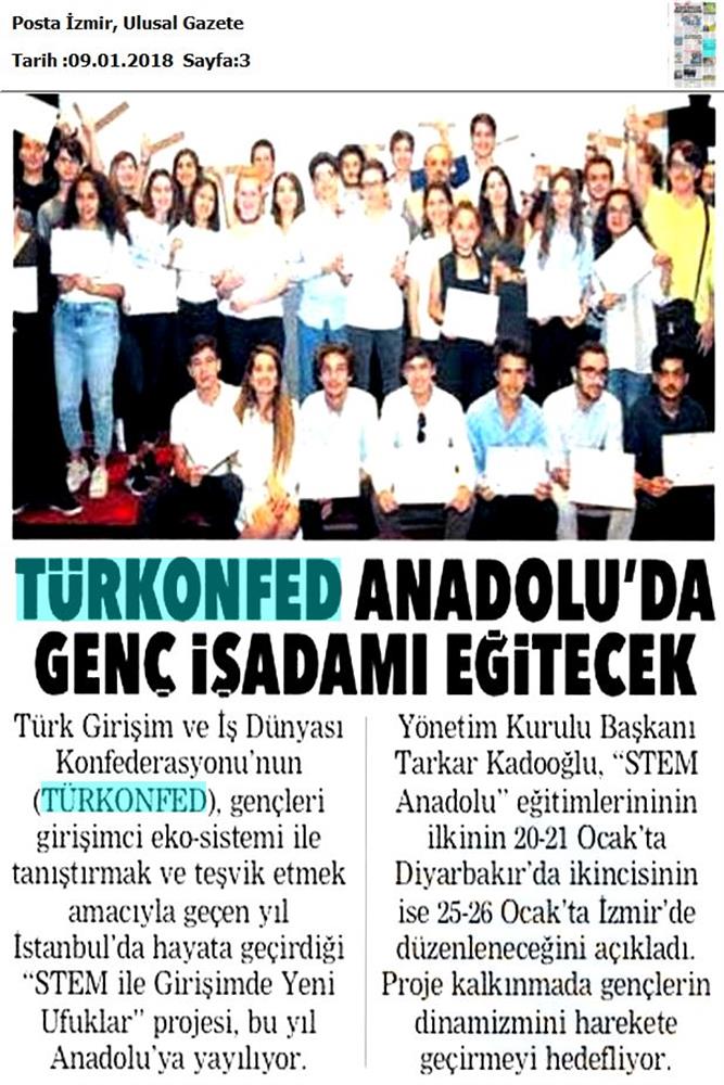 TÜRKONFED STEM Egitimini Anadoluya Yayiyor Medya Yansimalari 6 Ocak 2018 - 9