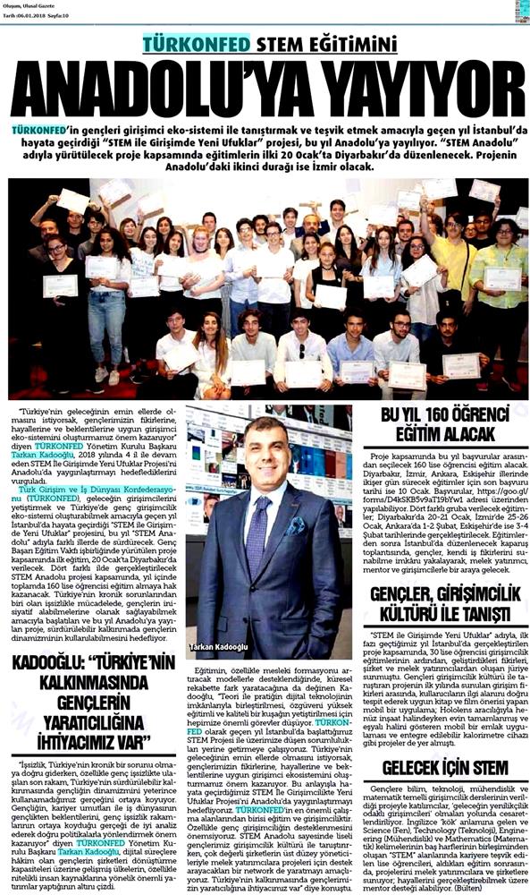 TÜRKONFED STEM Egitimini Anadoluya Yayiyor Medya Yansimalari 6 Ocak 2018 - 16