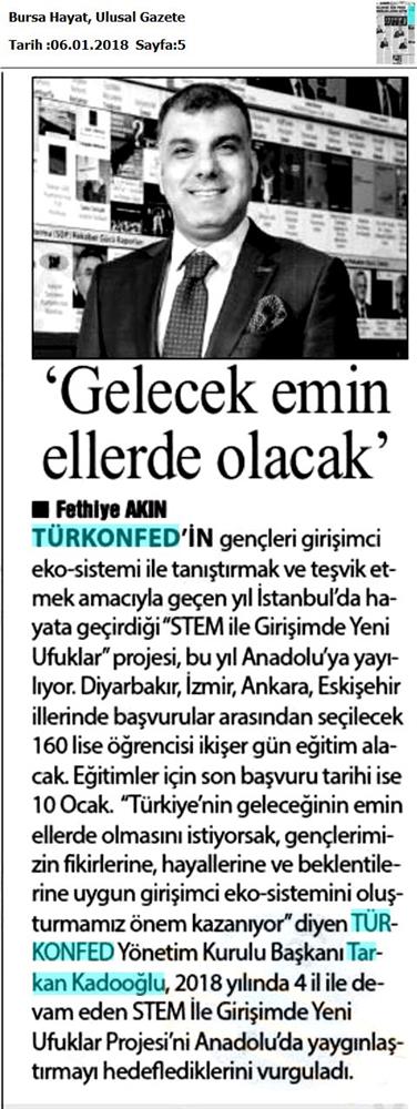 TÜRKONFED STEM Egitimini Anadoluya Yayiyor Medya Yansimalari 6 Ocak 2018 - 20