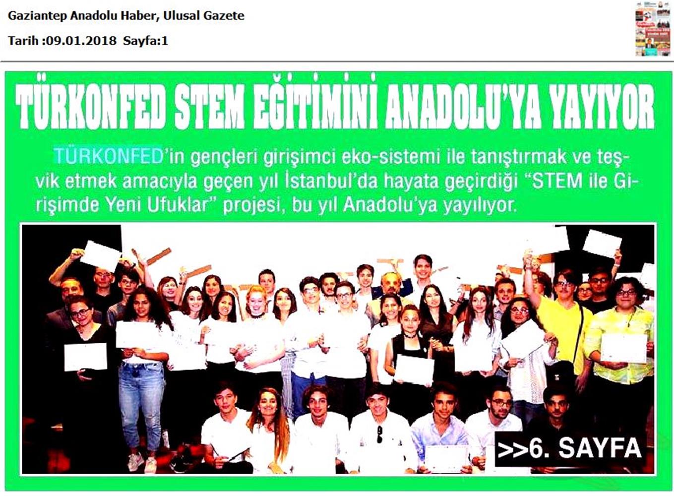 TÜRKONFED STEM Egitimini Anadoluya Yayiyor Medya Yansimalari 6 Ocak 2018 - 22