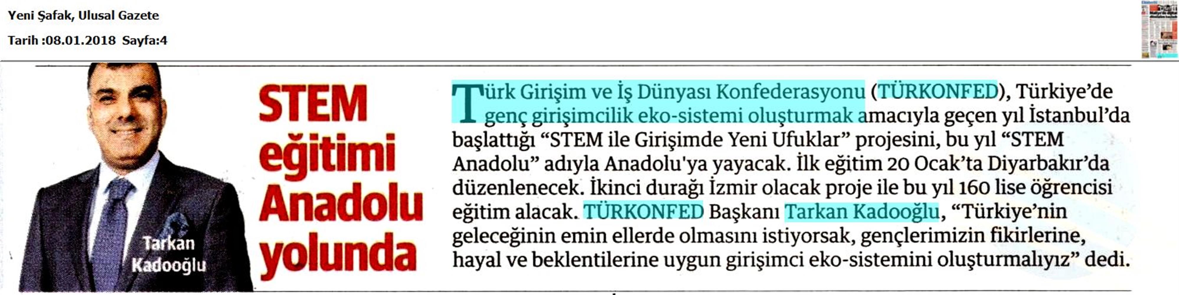 TÜRKONFED STEM Egitimini Anadoluya Yayiyor Medya Yansimalari 6 Ocak 2018 - 27