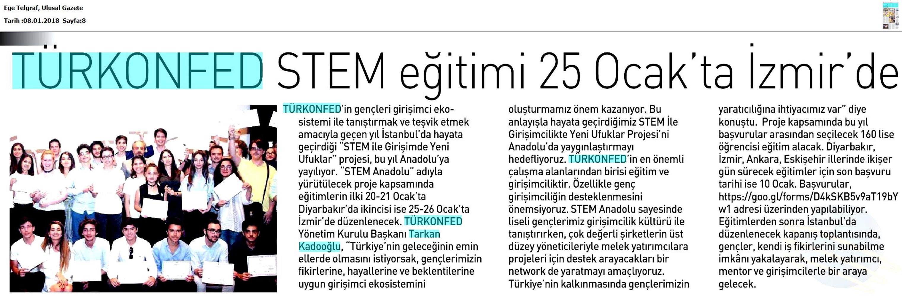 TÜRKONFED STEM Egitimini Anadoluya Yayiyor Medya Yansimalari 6 Ocak 2018 - 32