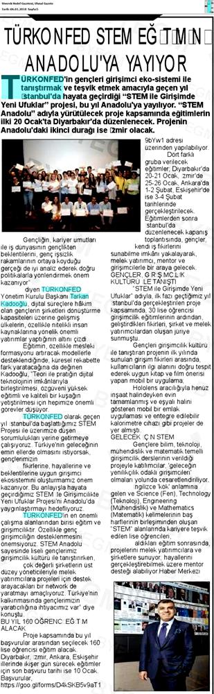 TÜRKONFED STEM Egitimini Anadoluya Yayiyor Medya Yansimalari 6 Ocak 2018 - 33
