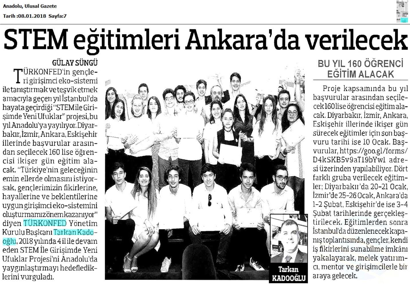 TÜRKONFED STEM Egitimini Anadoluya Yayiyor Medya Yansimalari 6 Ocak 2018 - 40