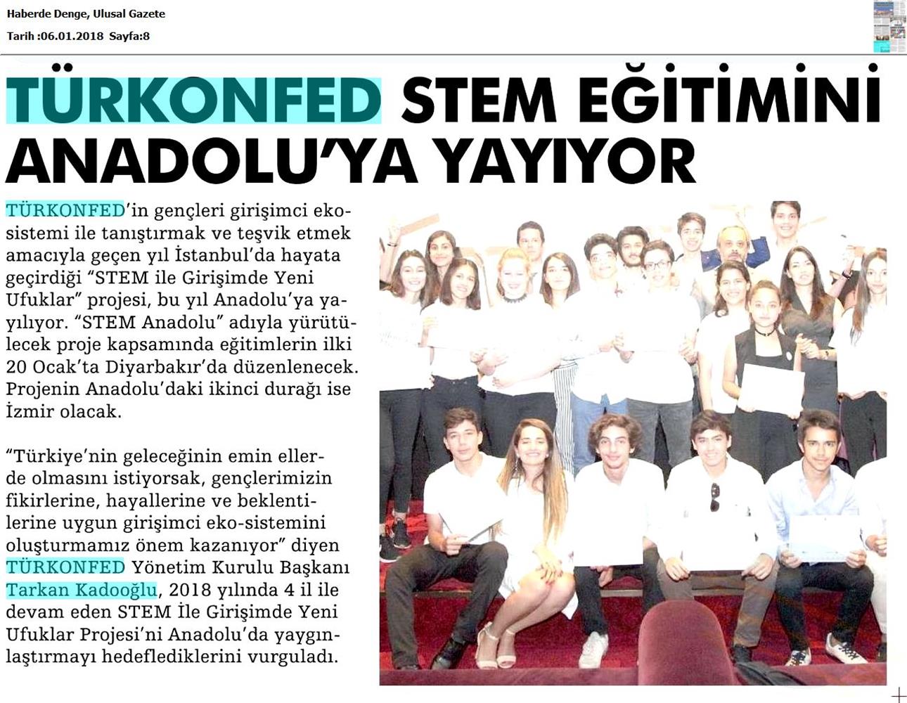 TÜRKONFED STEM Egitimini Anadoluya Yayiyor Medya Yansimalari 6 Ocak 2018 - 44