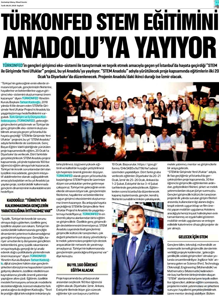TÜRKONFED STEM Egitimini Anadoluya Yayiyor Medya Yansimalari 6 Ocak 2018 - 45