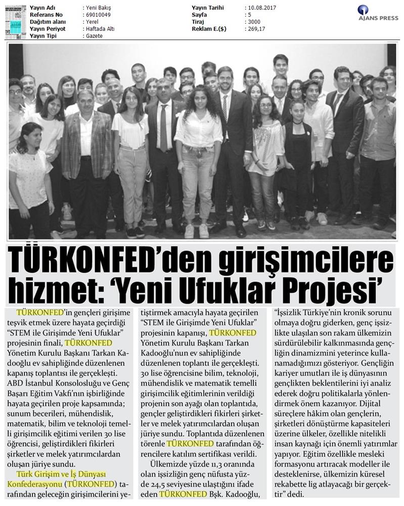 TÜRKONFED STEM Ile Yeni Ufuklar Projesi Kapanis Toplantısı Medya Yansimalari 9 Agustos 2017 - 41