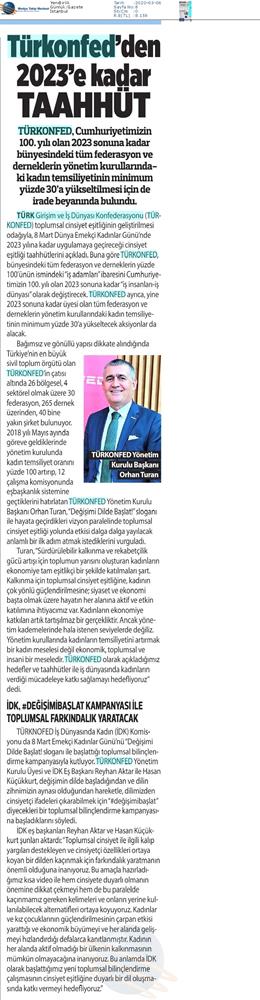 TÜRKONFED Toplumsal Cinsiyet Esitligi Taahhudu Medya Yansimalari 4 Mart 2020 - 11