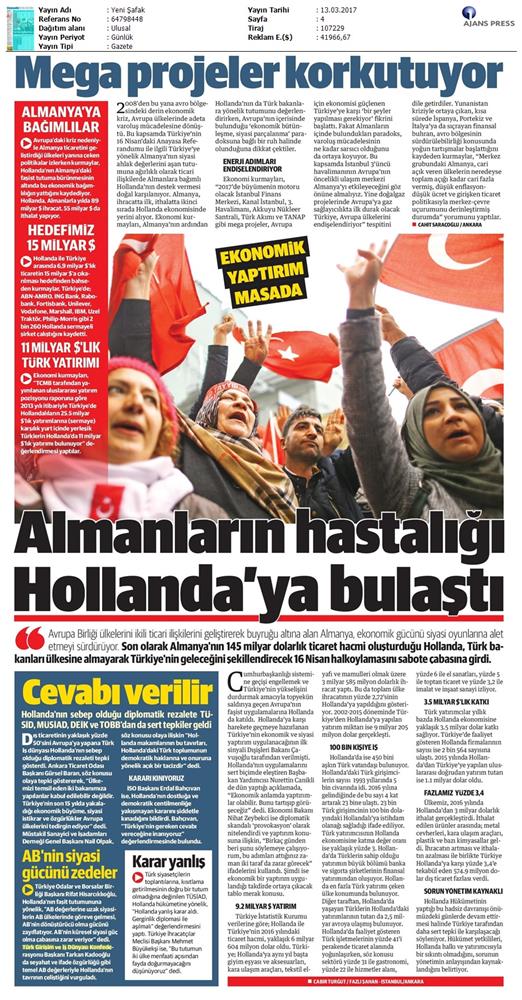 TÜRKONFED Türkiye Hollanda Diplomatik Kriz Basin Aciklamasi Medya Yansimalari 13 Mart 2017 - 3