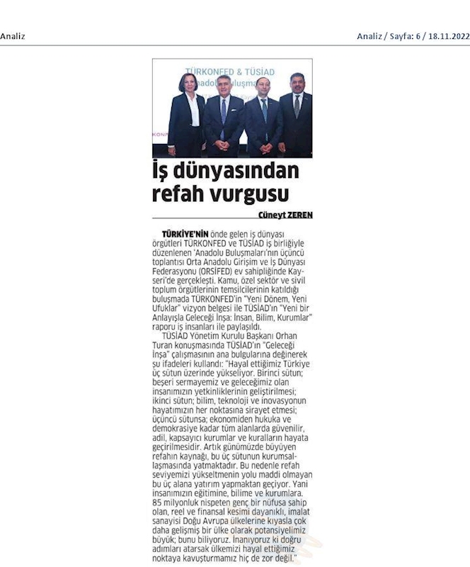 TÜRKONFED TÜSİAD Anadolu Buluşmalari 17 Kasim 2022 Kayseri - 8