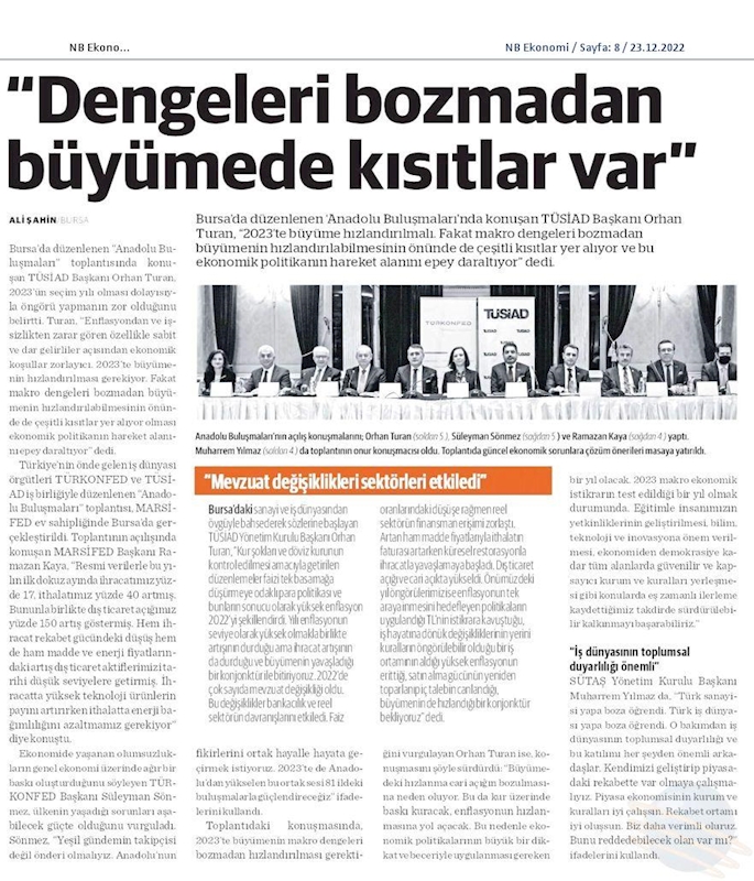 TÜRKONFED TÜSİAD Anadolu Buluşmalari 23 Aralik 2022 Bursa - 12
