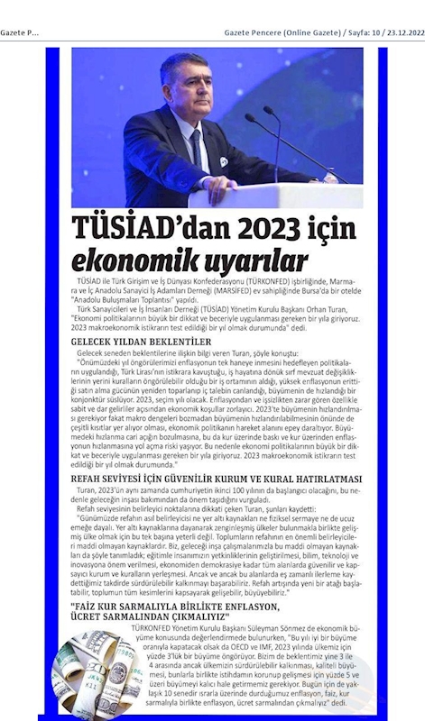 TÜRKONFED TÜSİAD Anadolu Buluşmalari 23 Aralik 2022 Bursa - 17