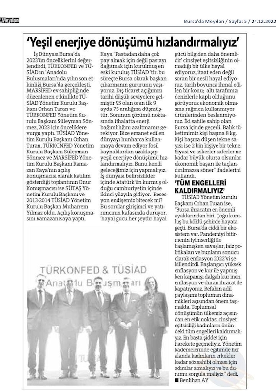 TÜRKONFED TÜSİAD Anadolu Buluşmalari 23 Aralik 2022 Bursa - 23