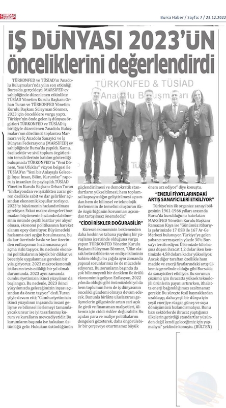 TÜRKONFED TÜSİAD Anadolu Buluşmalari 23 Aralik 2022 Bursa - 24