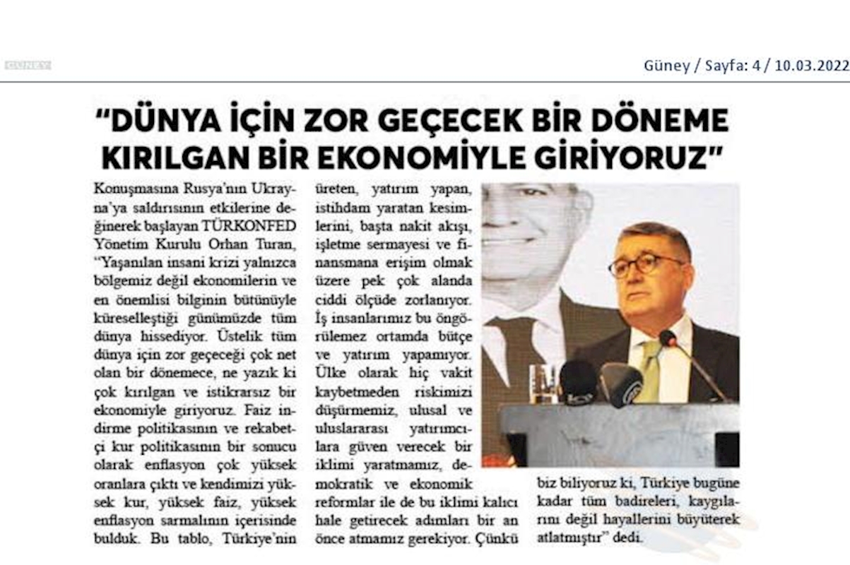 TÜRKONFED TÜSİAD Anadolu Buluşmalari 9 Mart 2022 Mersin - 1