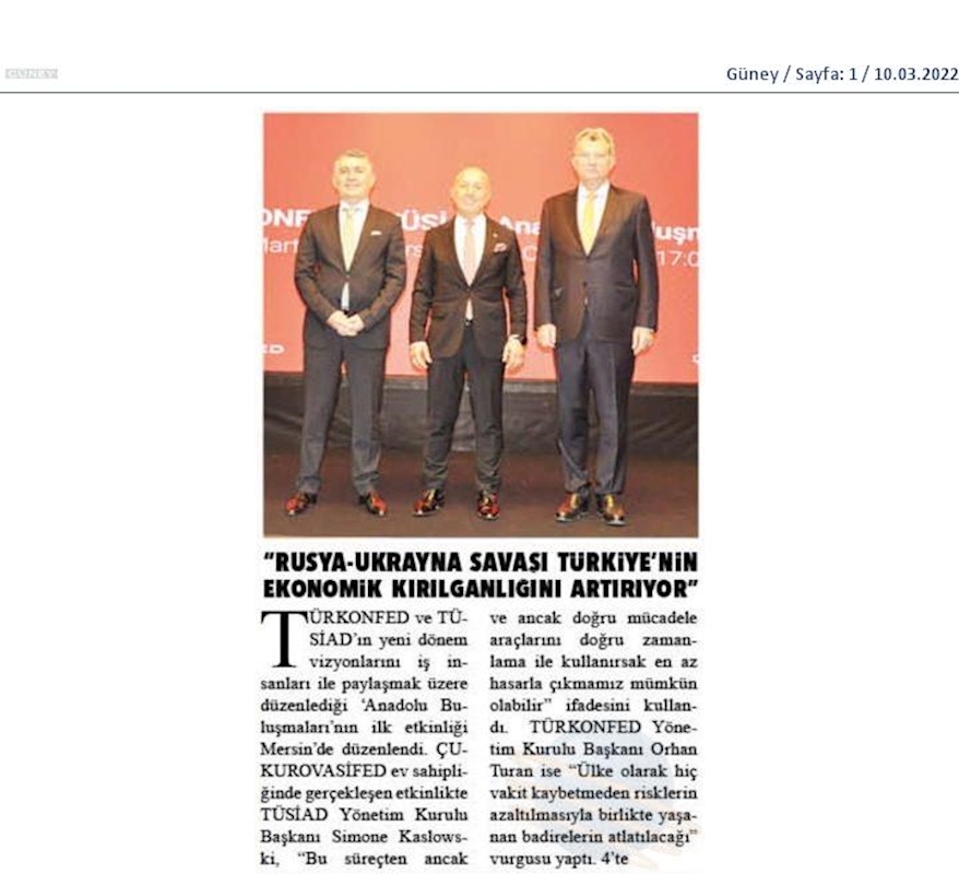 TÜRKONFED TÜSİAD Anadolu Buluşmalari 9 Mart 2022 Mersin - 9