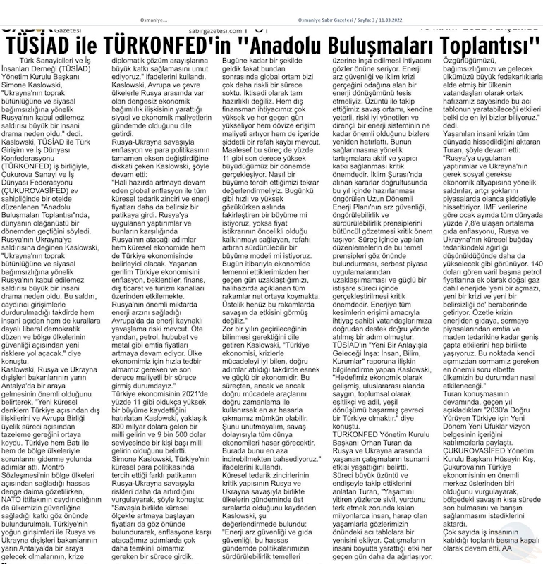 TÜRKONFED TÜSİAD Anadolu Buluşmalari 9 Mart 2022 Mersin - 16