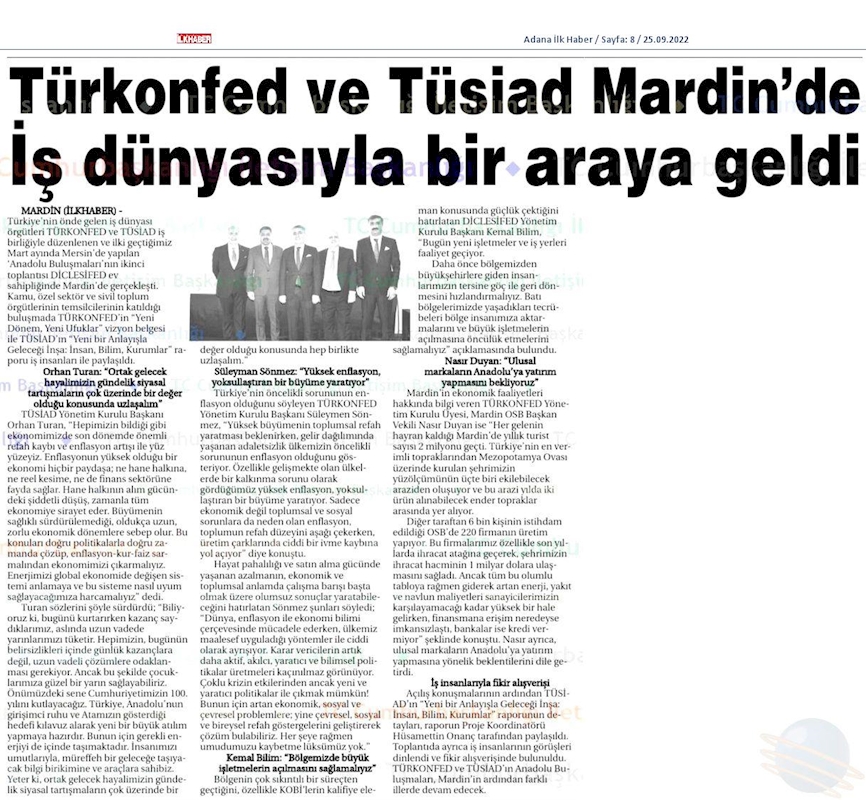 TÜRKONFED TÜSİAD Anadolu Buluşmalari 24 Eylul 2022 Mardin - 3