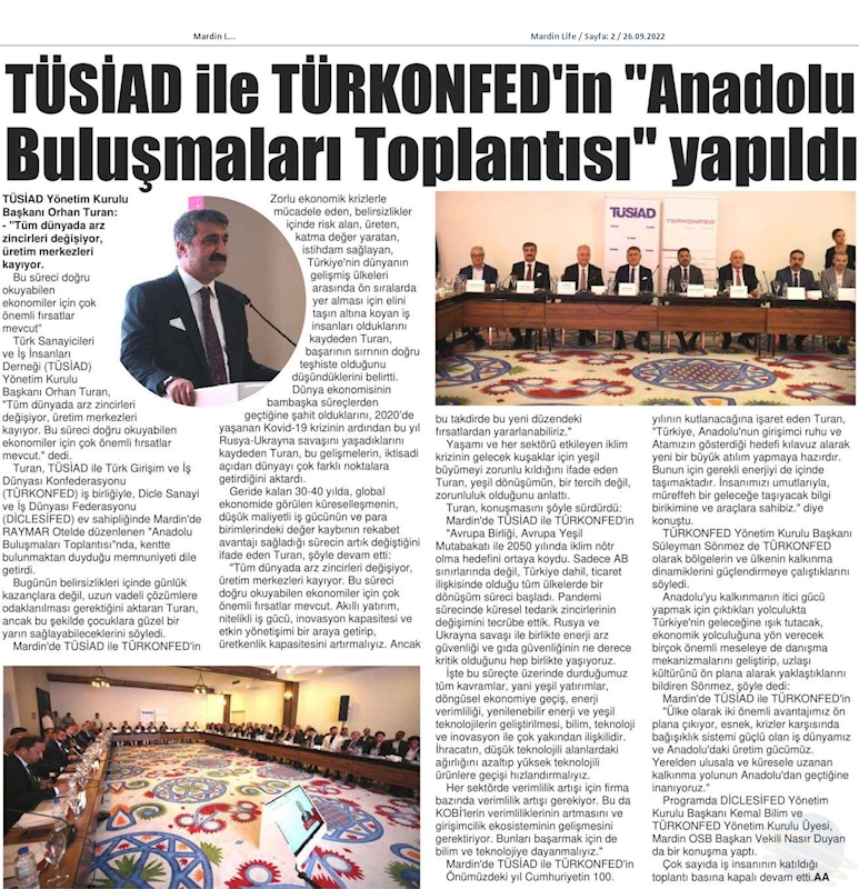 TÜRKONFED TÜSİAD Anadolu Buluşmalari 24 Eylul 2022 Mardin - 8