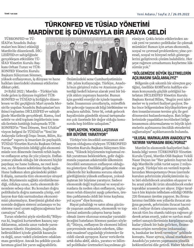 TÜRKONFED TÜSİAD Anadolu Buluşmalari 24 Eylul 2022 Mardin - 19