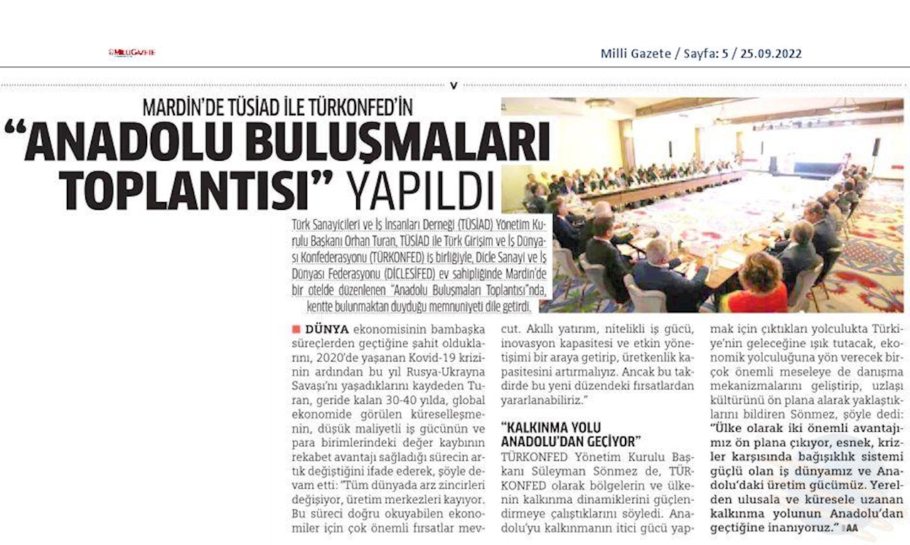 TÜRKONFED TÜSİAD Anadolu Buluşmalari 24 Eylul 2022 Mardin - 21