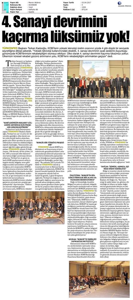 TÜRKONFED TÜSİAD Borgip Mersin Toplantısı Basin Yansimalari 1 28 Mart 3 Nisan 2017 - 13