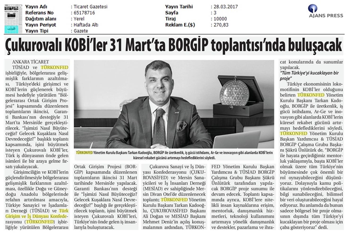 TÜRKONFED TÜSİAD Borgip Mersin Toplantısı Basin Yansimalari 1 28 Mart 3 Nisan 2017 - 20