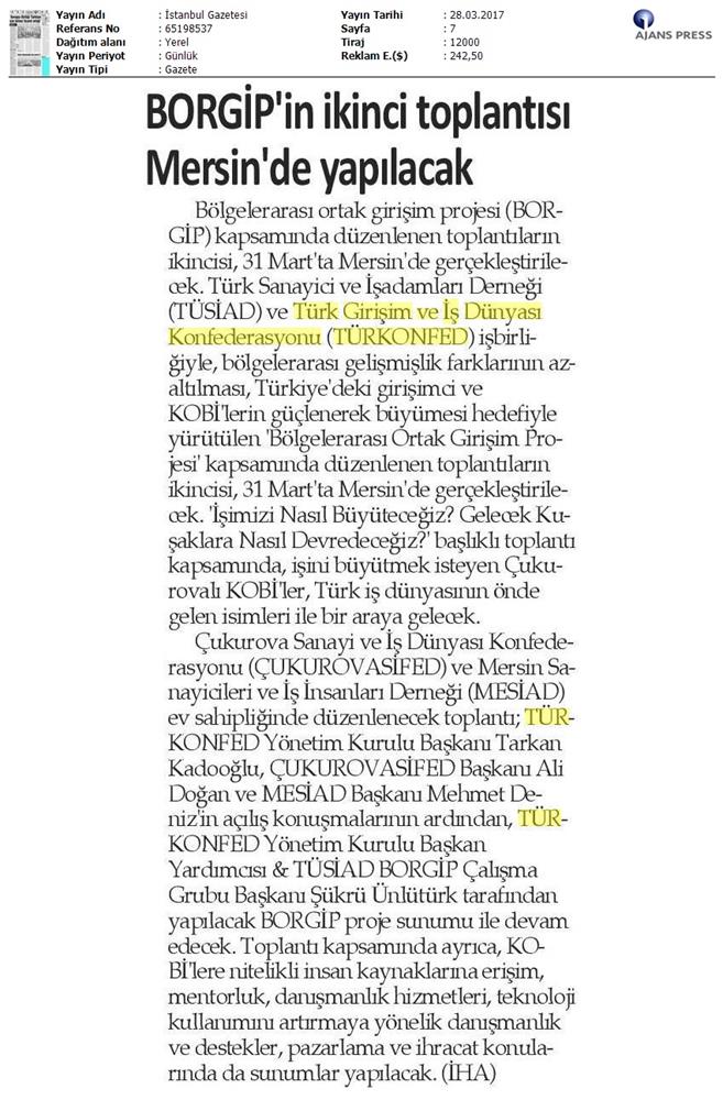 TÜRKONFED TÜSİAD Borgip Mersin Toplantısı Basin Yansimalari 1 28 Mart 3 Nisan 2017 - 23