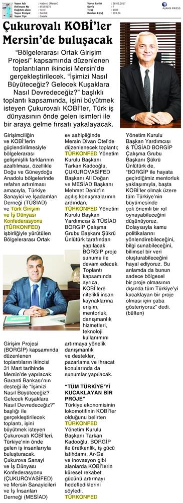 TÜRKONFED TÜSİAD Borgip Mersin Toplantısı Basin Yansimalari 1 28 Mart 3 Nisan 2017 - 32