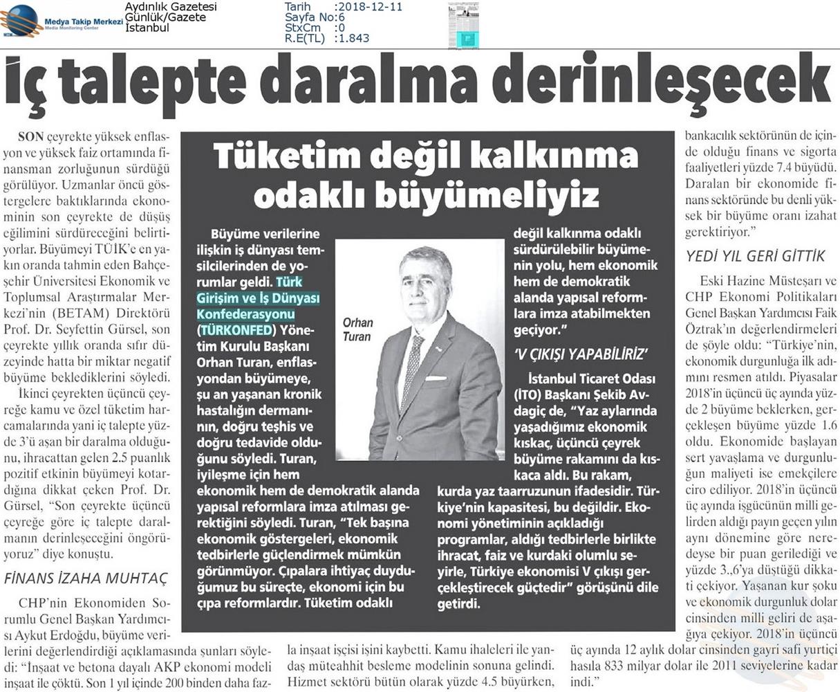 TÜRKONFED Ucuncu Ceyrek Buyume Basin Aciklamasi Medya Yansimalari 11 Aralik 2018 - 6
