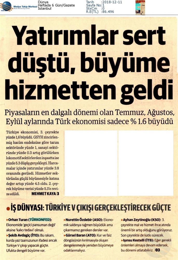 TÜRKONFED Ucuncu Ceyrek Buyume Basin Aciklamasi Medya Yansimalari 11 Aralik 2018 - 7