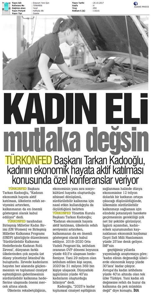 TÜRKONFED Undp Un Women Skh Kadinin Rolu Zirvesi Medya Yansimalari 19 Ekim 2017 - 6