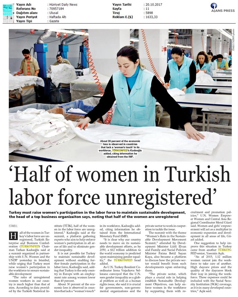 TÜRKONFED Undp Un Women Skh Kadinin Rolu Zirvesi Medya Yansimalari 19 Ekim 2017 - 12