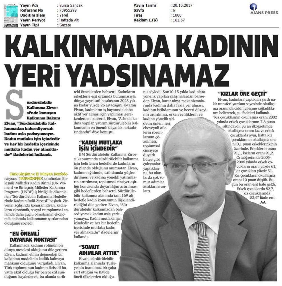 TÜRKONFED Undp Un Women Skh Kadinin Rolu Zirvesi Medya Yansimalari 19 Ekim 2017 - 19