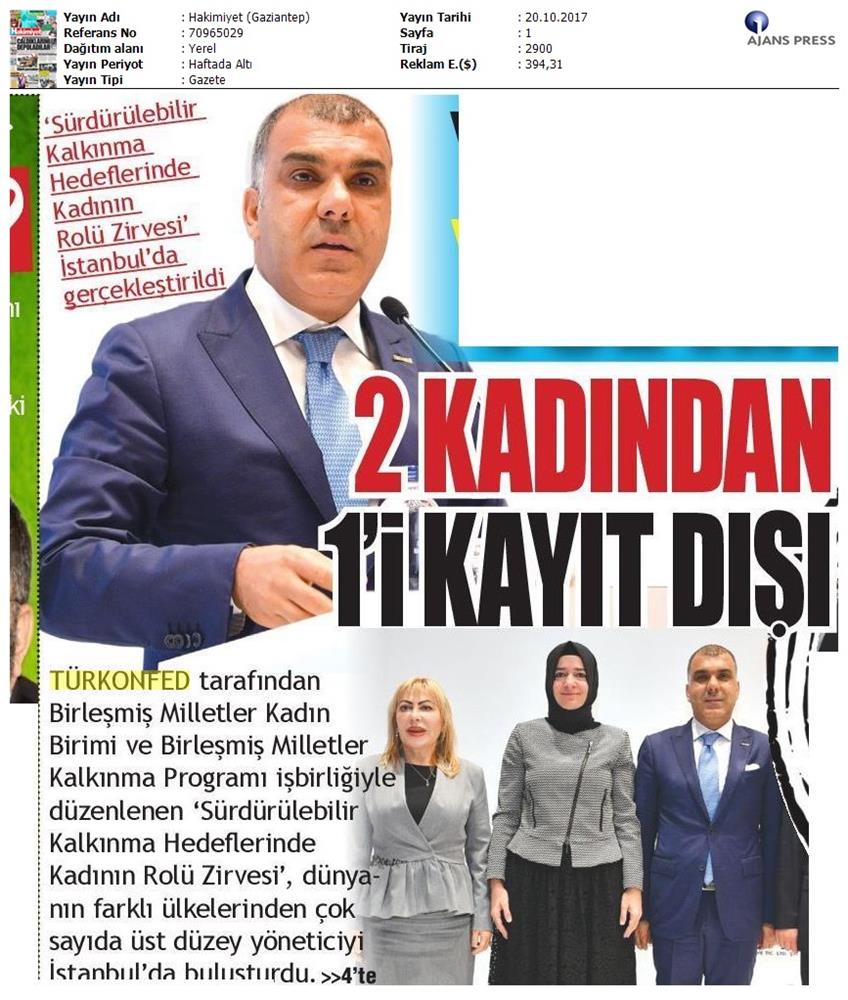 TÜRKONFED Undp Un Women Skh Kadinin Rolu Zirvesi Medya Yansimalari 19 Ekim 2017 - 35