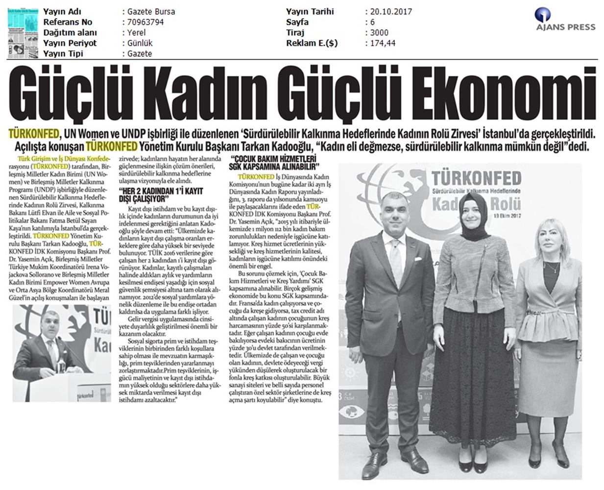 TÜRKONFED Undp Un Women Skh Kadinin Rolu Zirvesi Medya Yansimalari 19 Ekim 2017 - 41